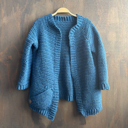 Handmade Blue Chunky Knit Cardigan