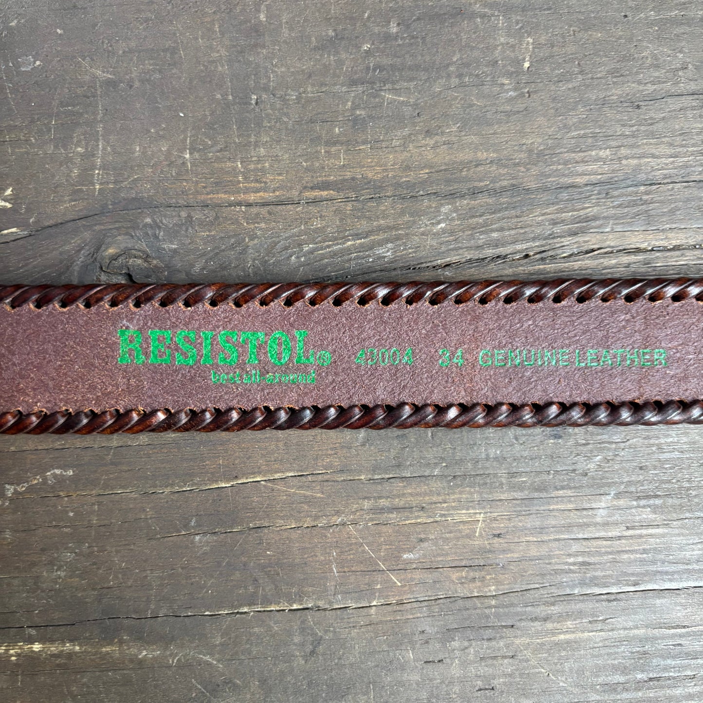 Resistol Brown Leather Belt with Braided Edge