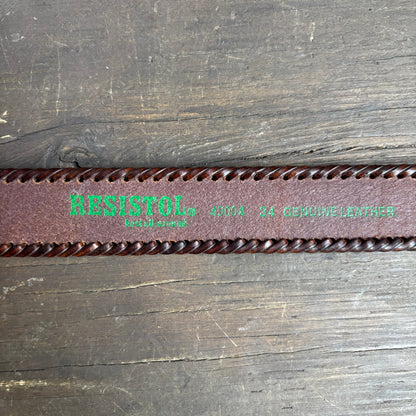 Resistol Brown Leather Belt with Braided Edge
