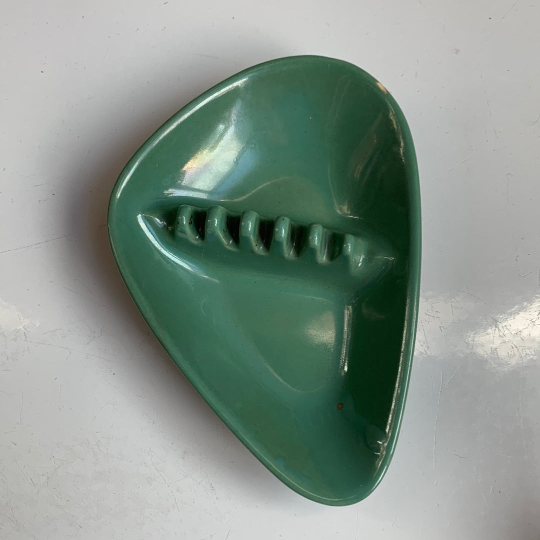 Mid-century green ceramic ashtray