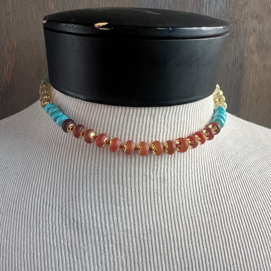 Ostrich Moon Beaded Choker Necklace