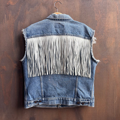 Out of The Blue Vintage Denim Fringed Vest