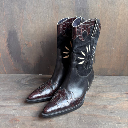 Two-Tone Cutout Boots