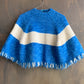 Kids blue & white knit poncho
