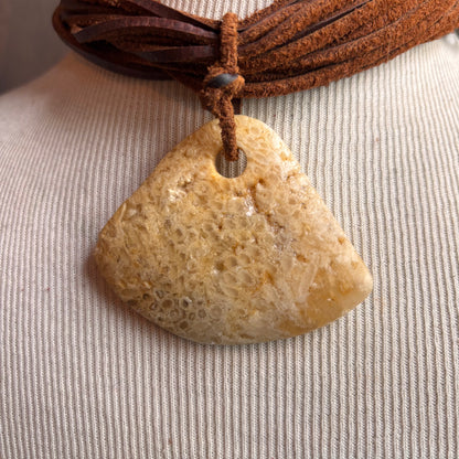 Vintage Fossilized Stone Leather Choker