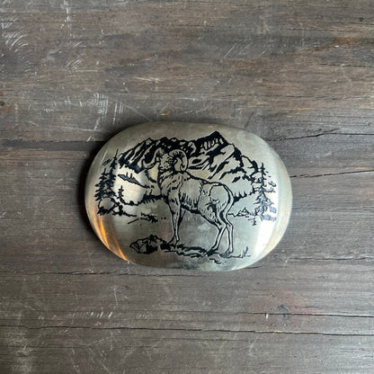 Silver Bighorn Sheep Belt Buckle
