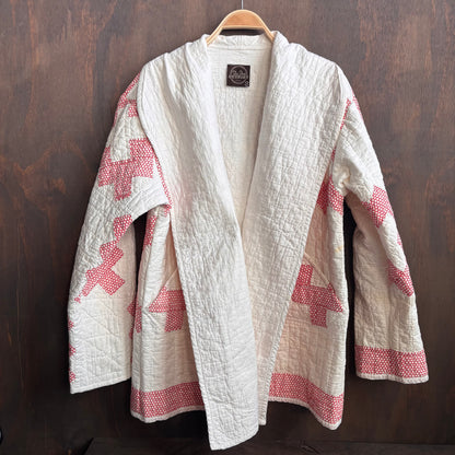 Vintage White and Red Dot Quilt Jacket