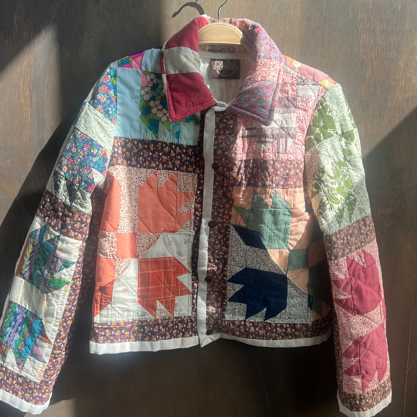 Vintage Colorful Quilt Cropped Jacket