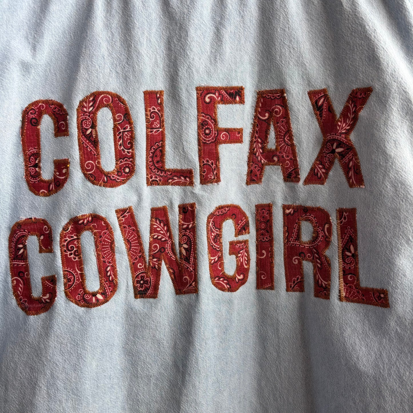 Custom "Colfax Cowgirl" Denim Button Up Shirt