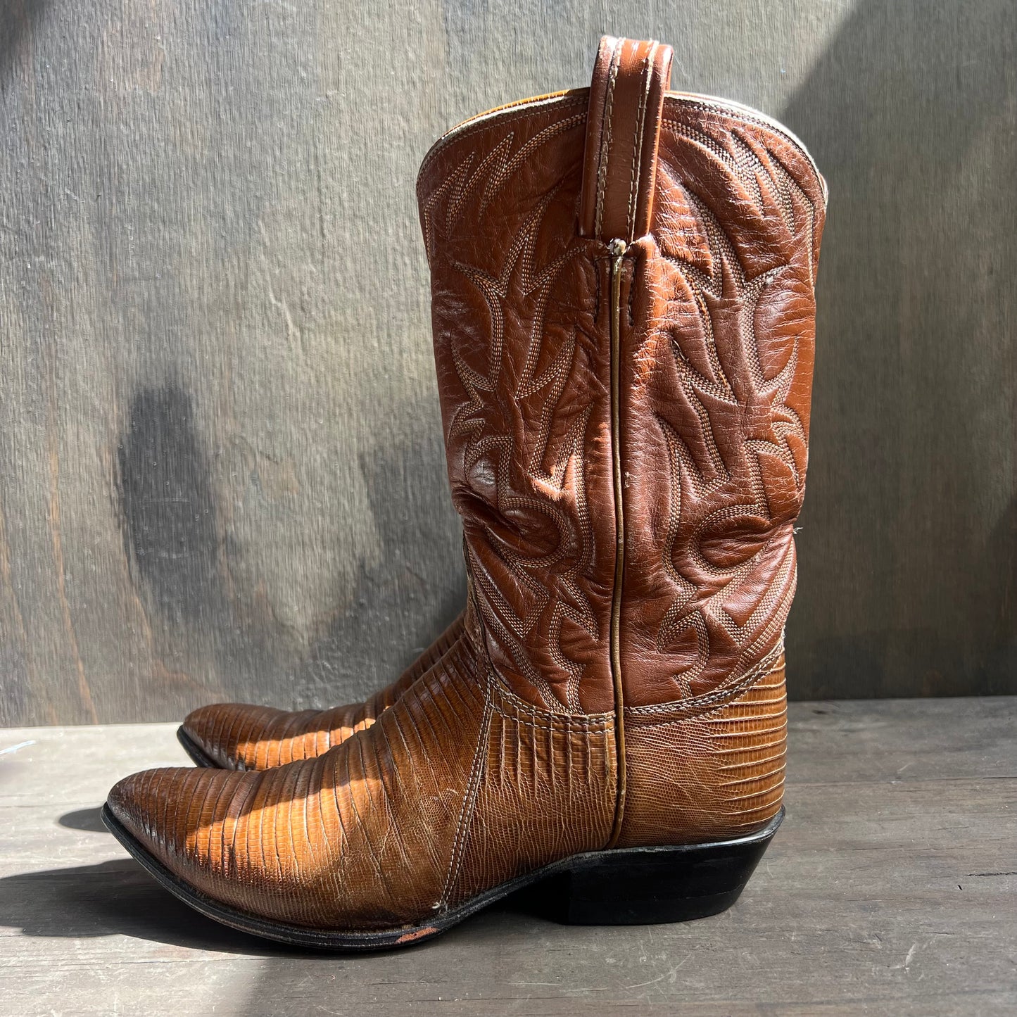 Tony Lama Two-Tone Lizard and Leather Boots