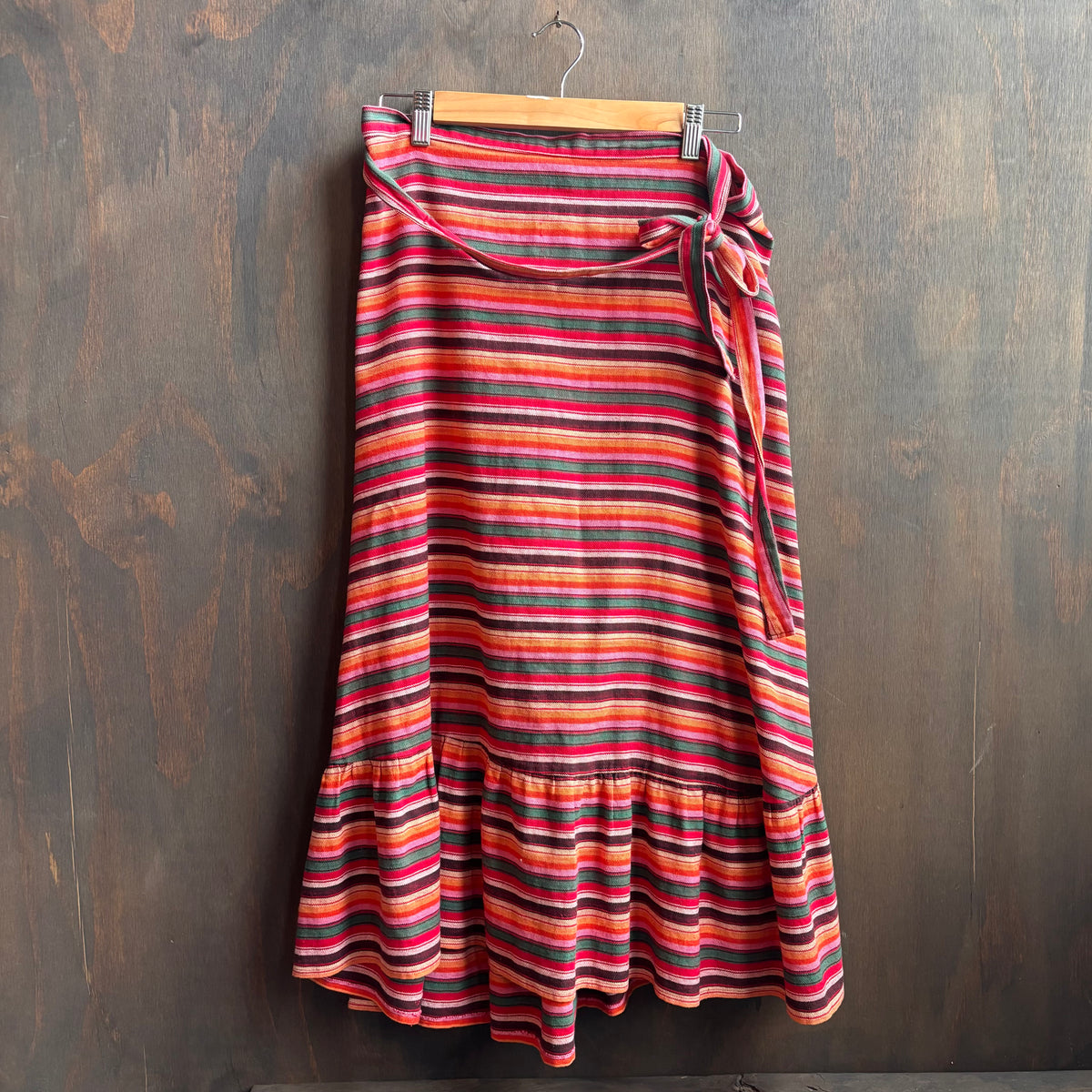 Colorful Striped Wrap Skirt