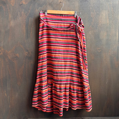 Colorful Striped Wrap Skirt