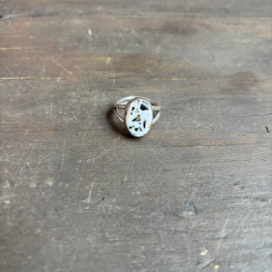 Silver Ring with Speckled Stone
