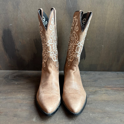 Tony Lama Brown Embroidered Boots