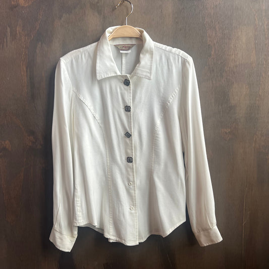 Roper White Blouse with Decorative Buttons