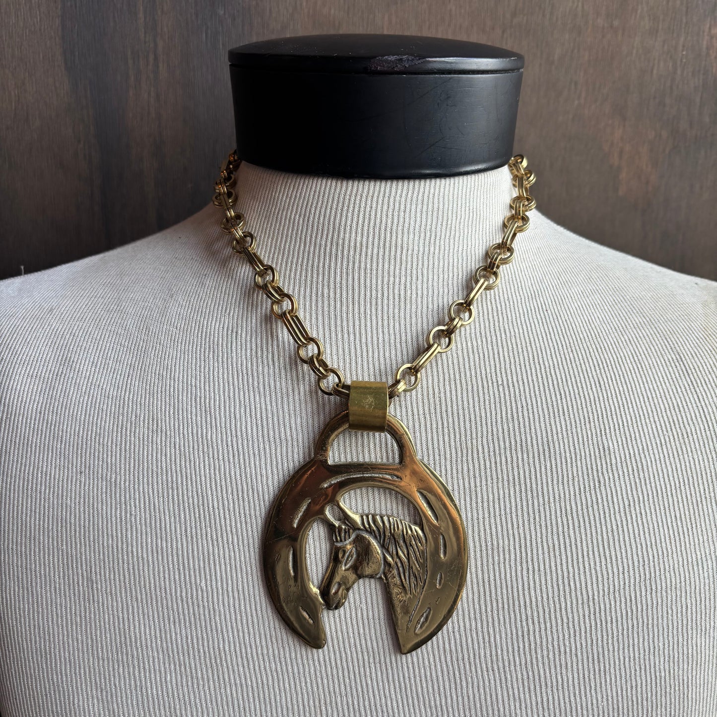 Mac Warman Small Horse in Horseshoe Medallion Necklace