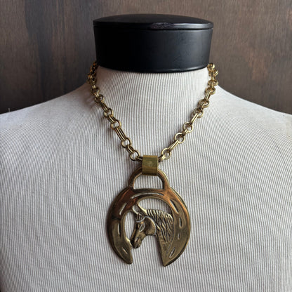 Mac Warman Small Horse in Horseshoe Medallion Necklace