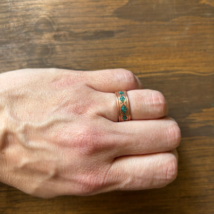 Copper Turquoise Chip Ring