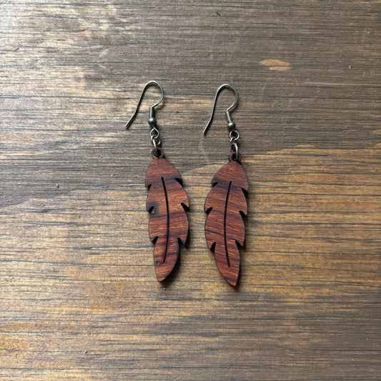 Wood Leaf Earrings