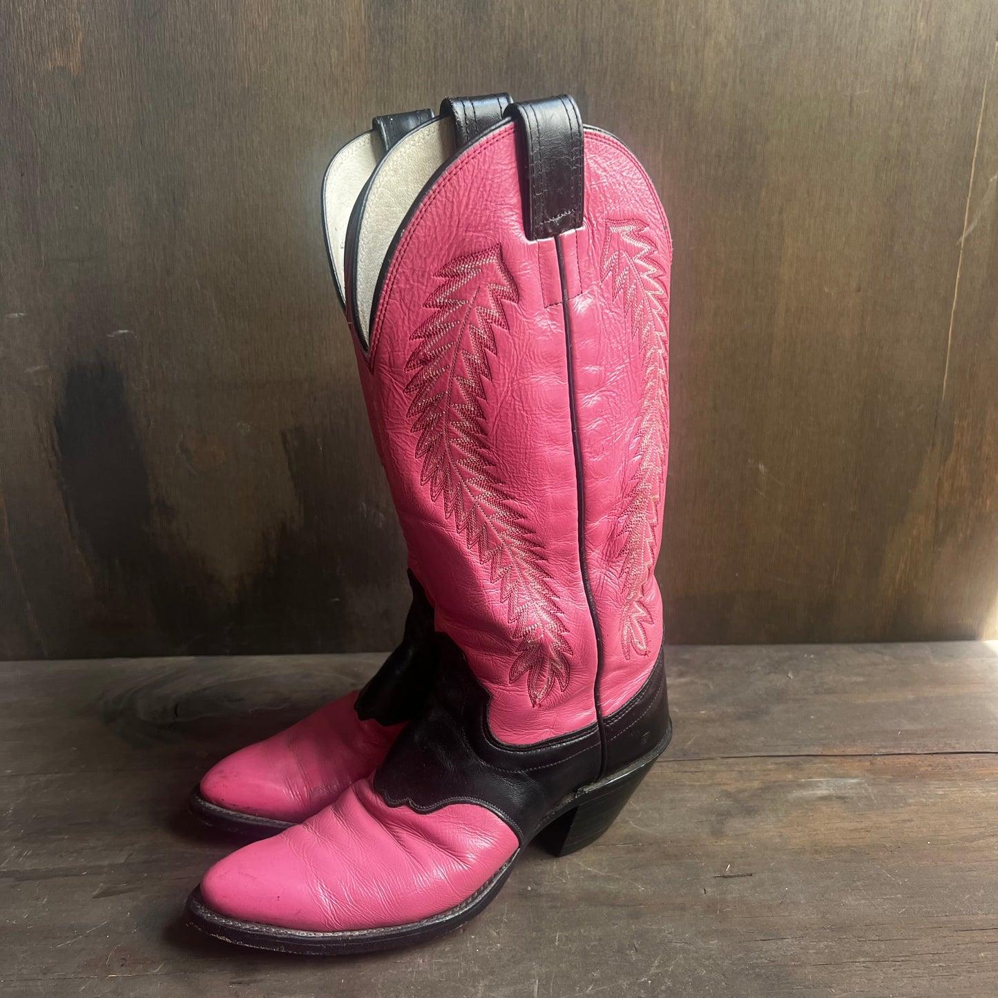 Olathe Pink and Black Leather Boots