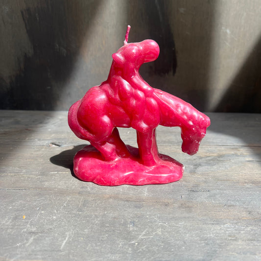 Man Riding Horse Red Wax Candle
