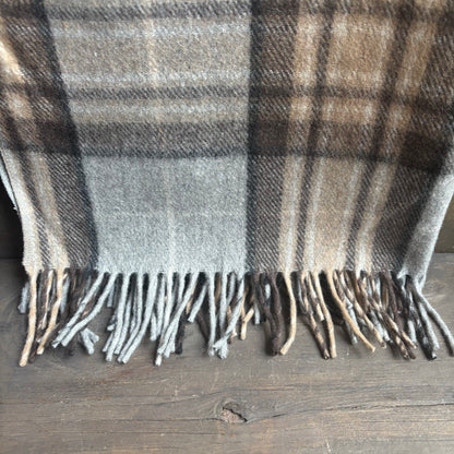 Grey Recycled Wool Tartan Blanket