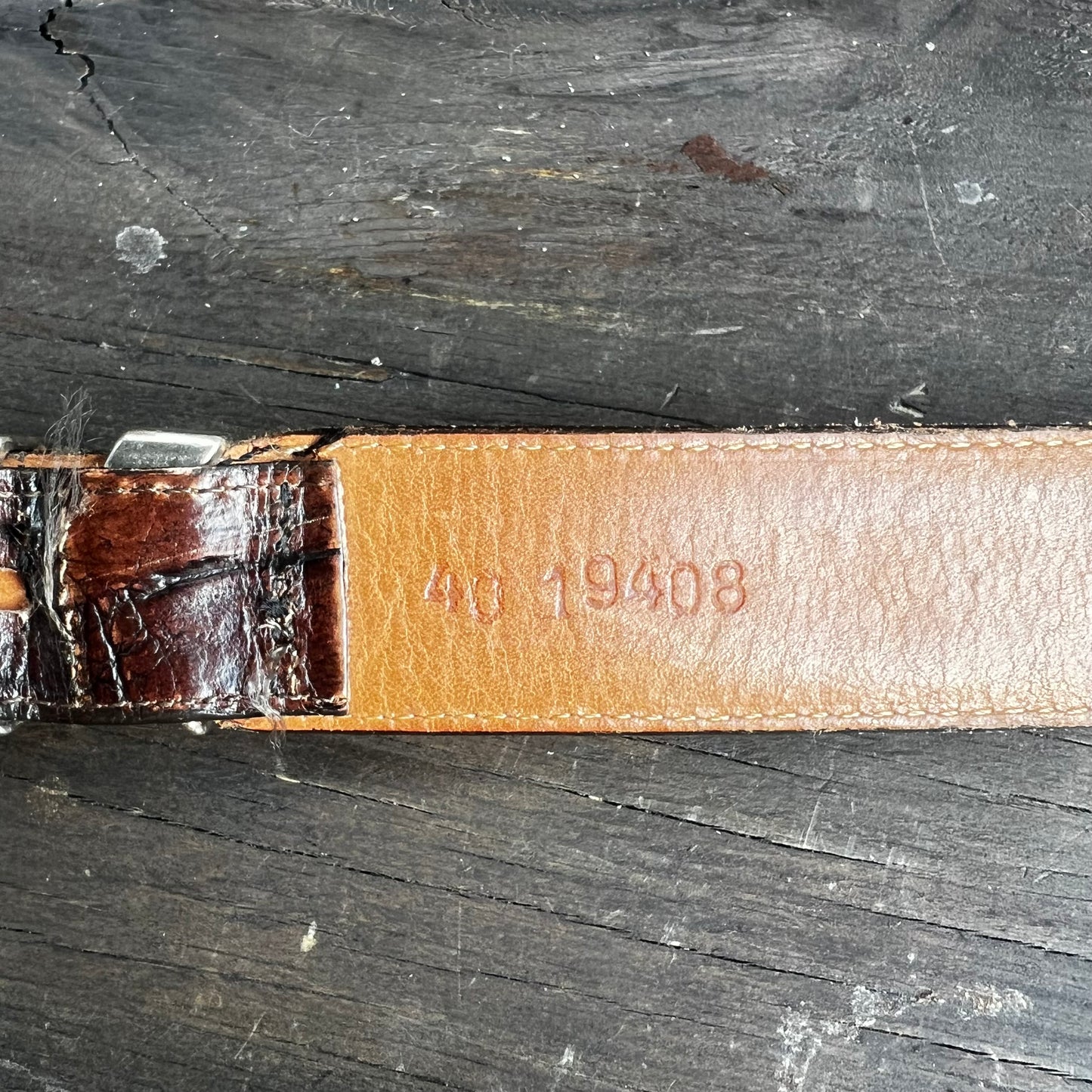Dark Brown Embossed Leather Belt