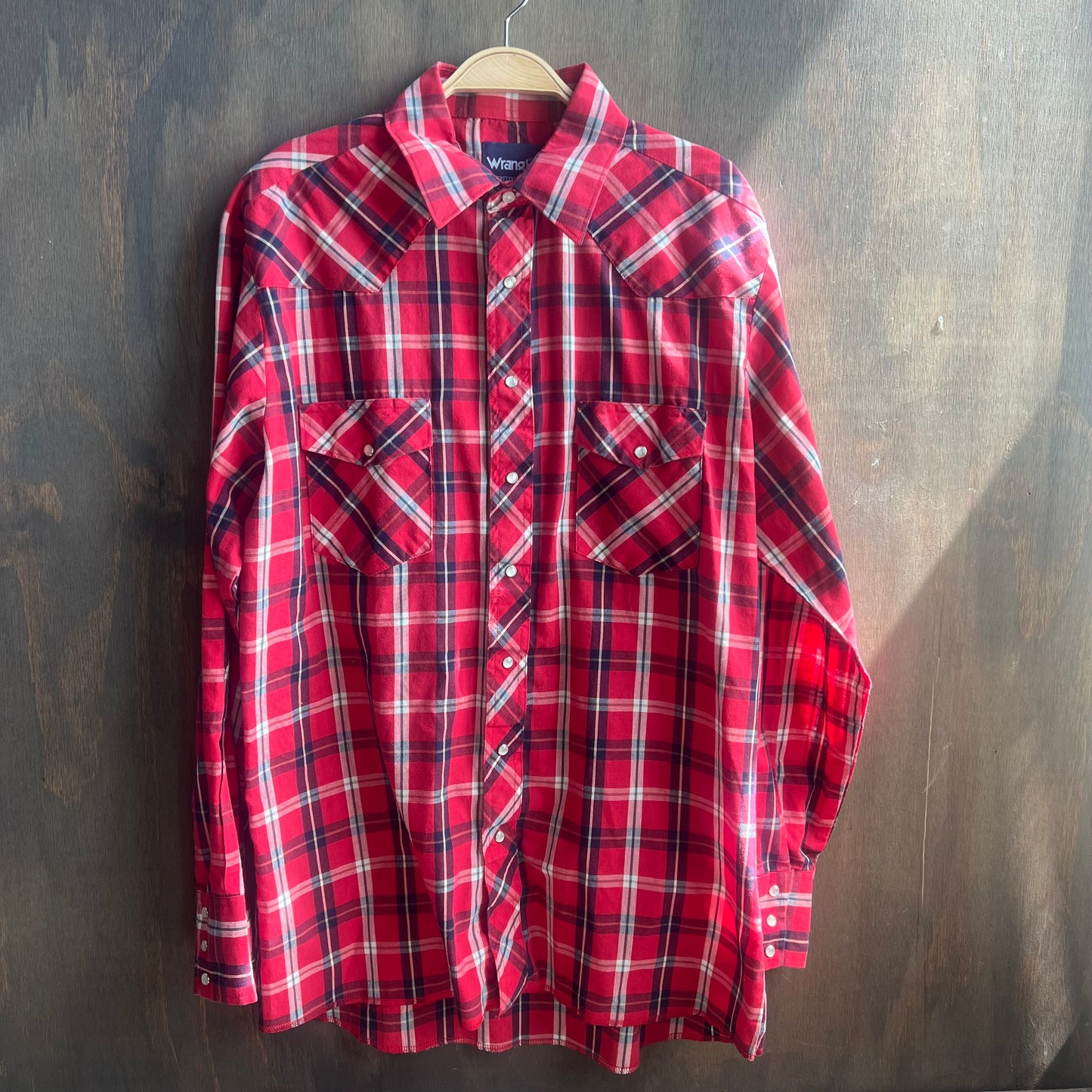 Wrangler Red Plaid Western Pearl Snap