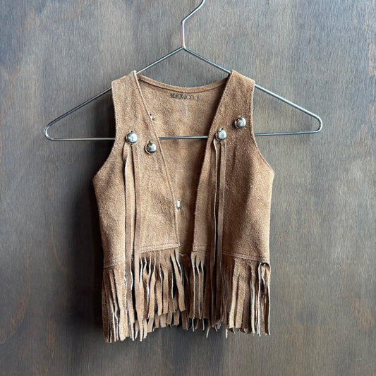 Kids Beige Fringed Vest