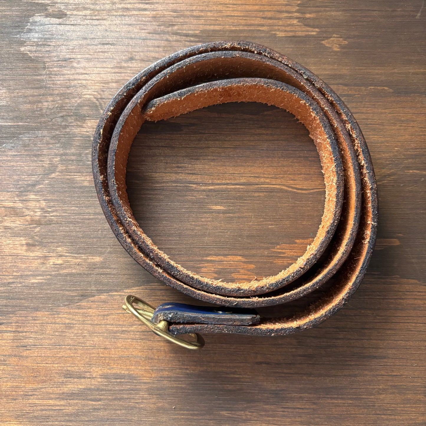Vintage Navy Tooled Leather Belt