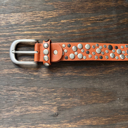 Brown Leather Studded Belt