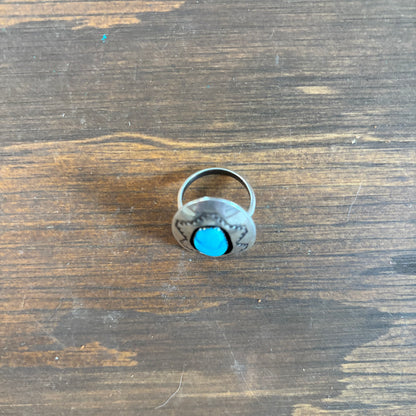 Sterling Shadowbox with Blue Stone Ring