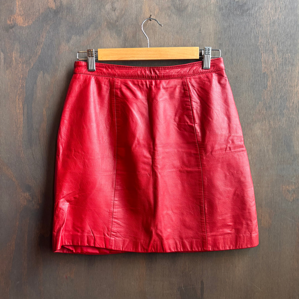 Vintage Red Leather Skirt