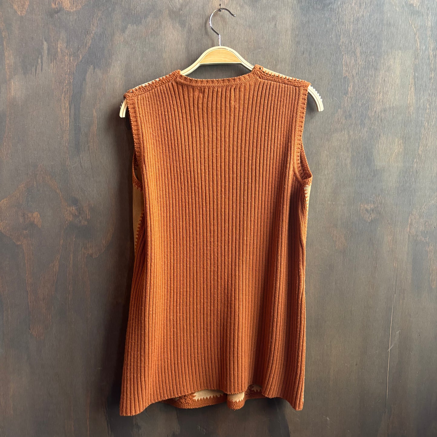 Vintage Leather Crochet Vest