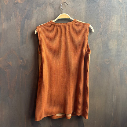 Vintage Leather Crochet Vest