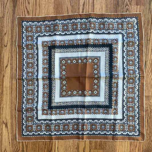 Vintage Echo brown, black & cream silk scarf