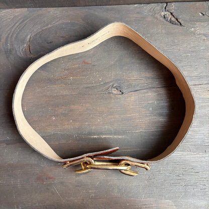 Wide Tan Leather Belt with Hook Buckle