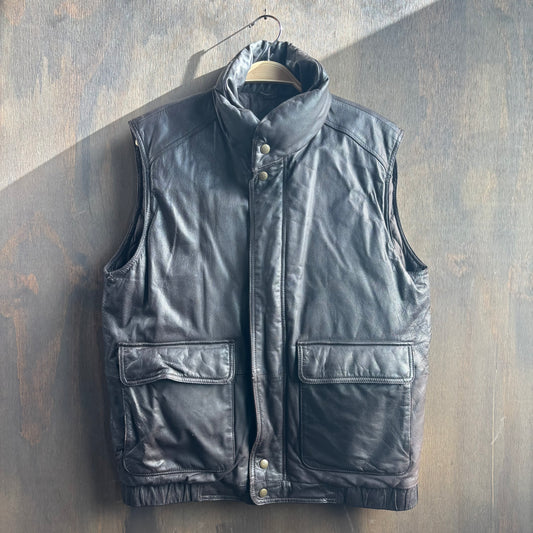 Eddie Bauer Brown Leather Puffer Vest