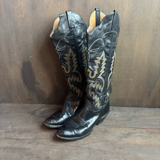 Black Tall Leather Boots