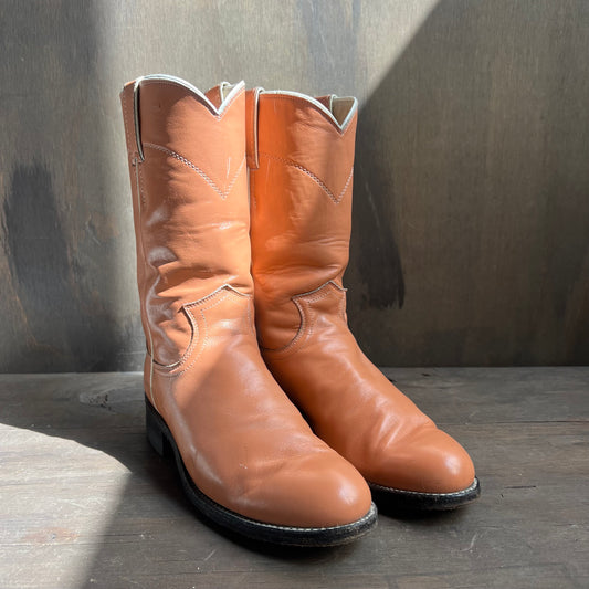 Justin Peach Leather Roper Boots