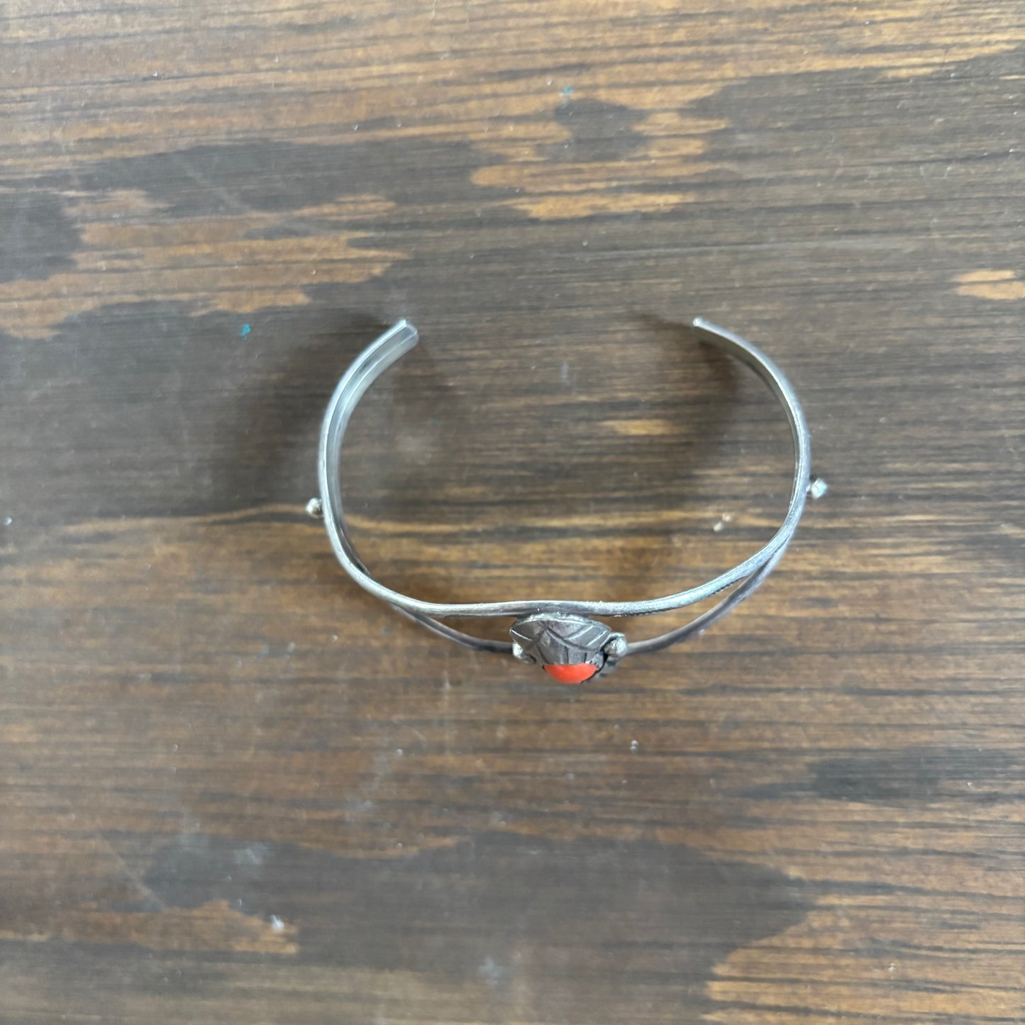 Sterling Silver Red Coral Cuff Bracelet