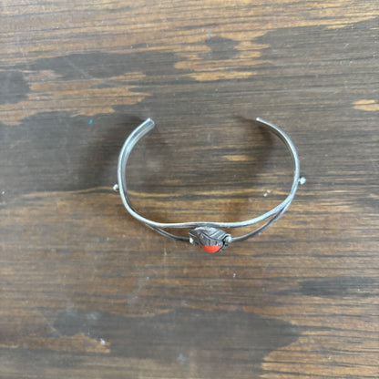 Sterling Silver Red Coral Cuff Bracelet