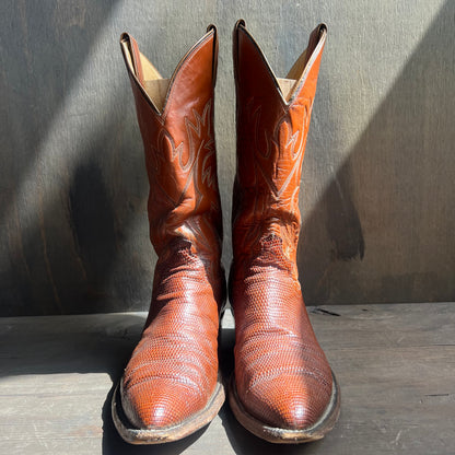 Justin Leather and Lizard Skin Cowboy Boots