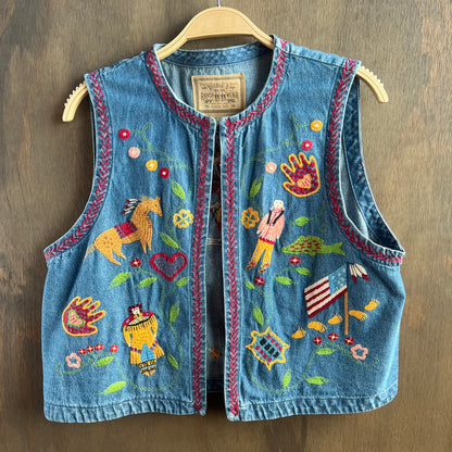 Double D Ranch Wear Denim Vest with South Western Designs