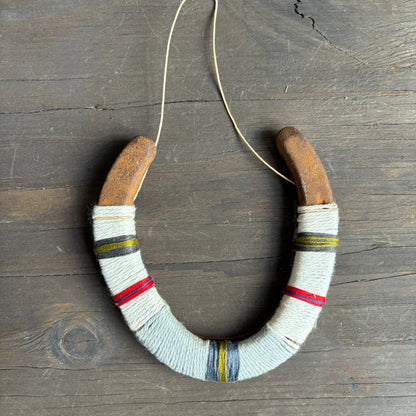 Grey & White Thread Wrapped Hanging Horseshoe