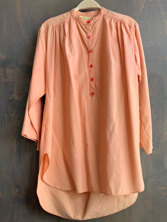 Peach cotton tunic with adjustable sleeves
