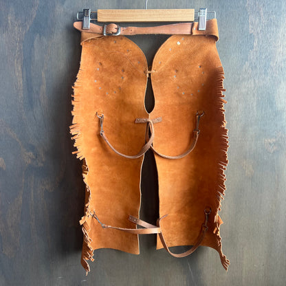 Kids Burnt Orange Leather Chaps and Vest Set