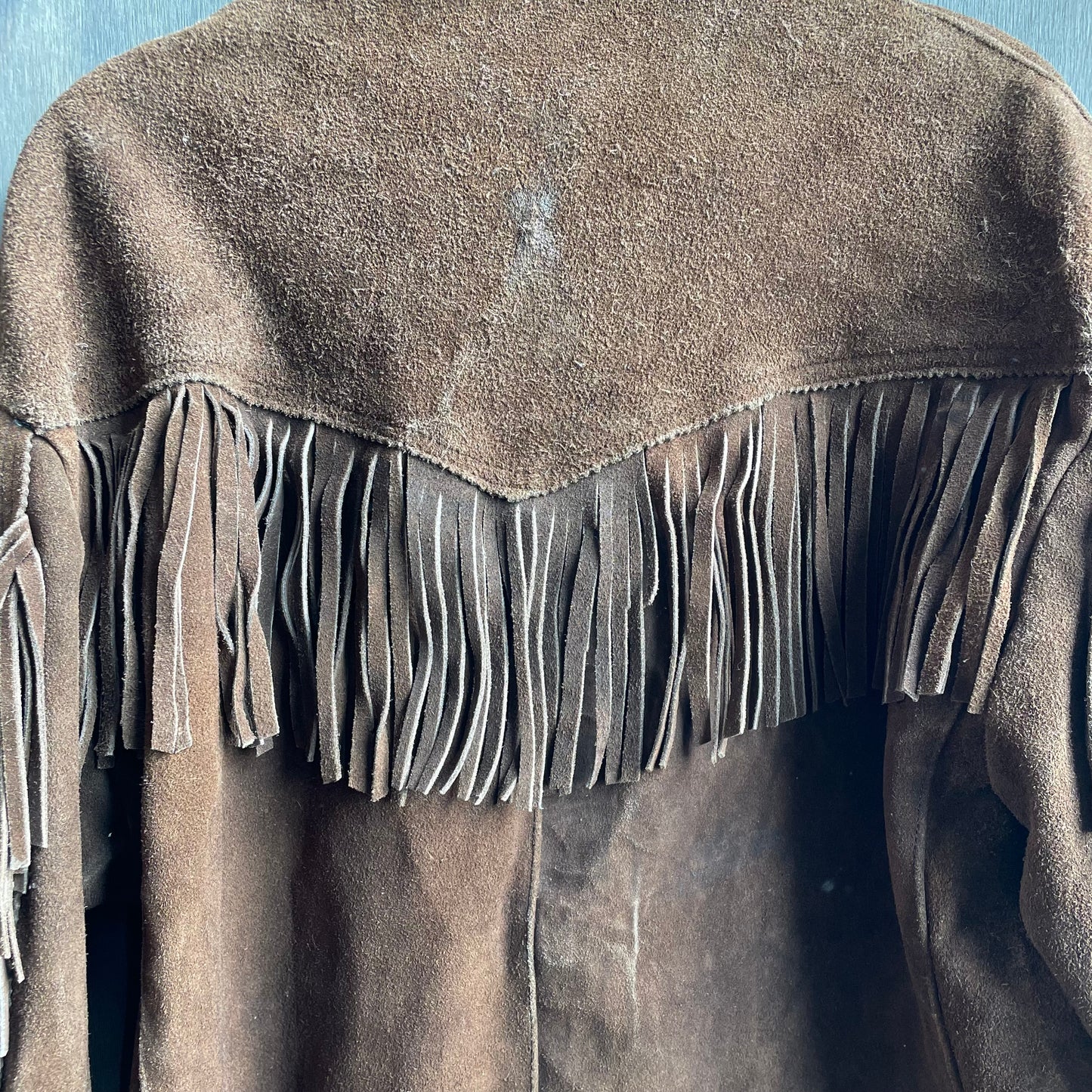 Vintage brown suede fringe jacket