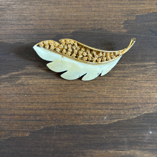 Two-Tone Leaf Brooch