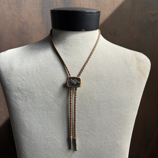 Vintage Double Horse Head Bolo on Two
